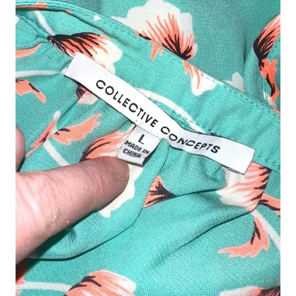 Collective Concepts blue & orange floral print sleeveless blouse - Picture 4 of 4